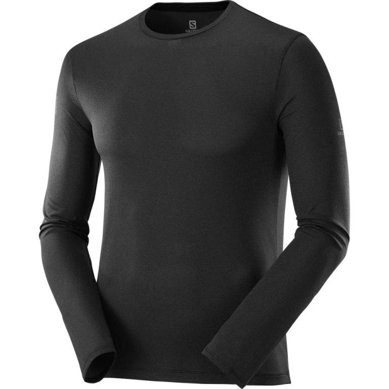 Salomon Agile Long Sleeve Men's T-Shirts Black | CA 73X45